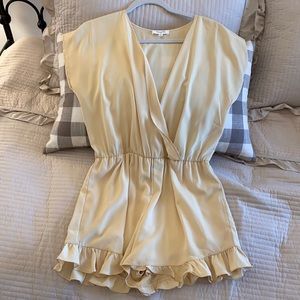 Pale Yellow Romper with Ruffles